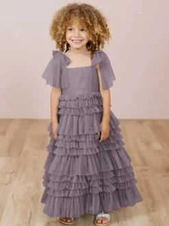 Robes de fille de fleur blanche Blush rose Tulle sans manches bijou cou robes de fille de fleur