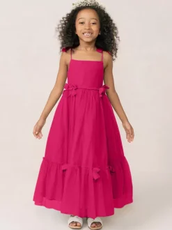 Robes de fille de fleur blanche Organza rose doux sans manches col bijou robes de fille de fleur