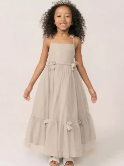 Robes de fille de fleur blanche Organza rose doux sans manches col bijou robes de fille de fleur