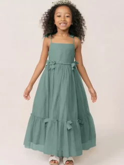 Robes de fille de fleur blanche Organza rose doux sans manches col bijou robes de fille de fleur