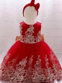 Robes de fille de fleur blanche robes d'occasion spéciale dentelle bleu royal sans manches col bijou robes de fille de fleur
