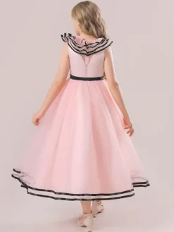 Robes de fille de fleur blanche Robes d'occasion spéciale Tulle blanc sans manches col bijou Robes de fille de fleur