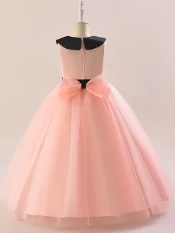 Robes de fille de fleur blanche Robes d'occasion spéciale Tulle blanc sans manches col bijou Robes de fille de fleur