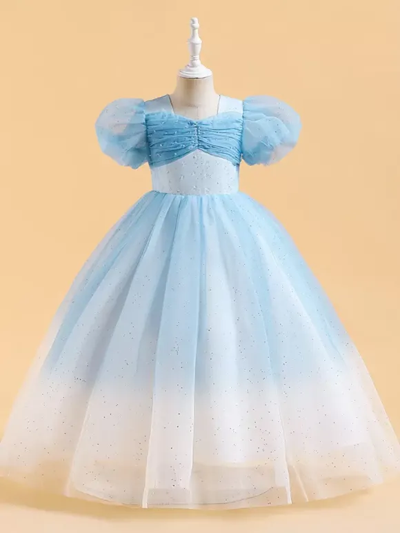 Robes de fille de fleur blanche robes d'occasion spéciale paillettes roses manches courtes col bijou robes de fille de fleur