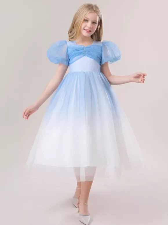 Robes de fille de fleur blanche robes d'occasion spéciale paillettes roses manches courtes col bijou robes de fille de fleur