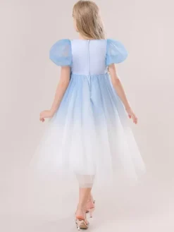 Robes de fille de fleur blanche robes d'occasion spéciale paillettes roses manches courtes col bijou robes de fille de fleur