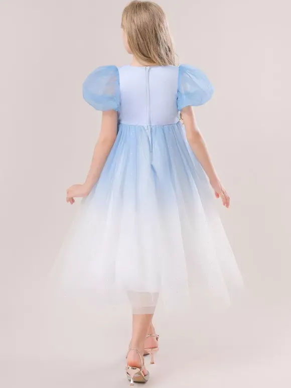 Robes de fille de fleur blanche robes d'occasion spéciale paillettes roses manches courtes col bijou robes de fille de fleur