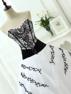 Robes de mariée noires Robe de princesse silhouette sans manches en dentelle organza à traîne Robe de mariage
