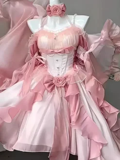 Robes de Noël gothiques lolita avec n艙uds rouges roses et blancs ceinture dos nu