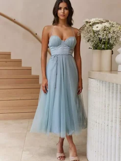 Robes De Soirée À Bretelle Robe Semi-formelle En Couches Sans Manches Plissée À Col En C艙ur Bordeaux
