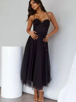 Robes De Soirée À Bretelle Robe Semi-formelle En Couches Sans Manches Plissée À Col En C艙ur Bordeaux