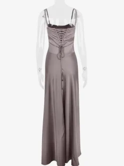 Robes De Soirée Bretelles Noires Lacets Robe Semi-Formelle Dos Nu
