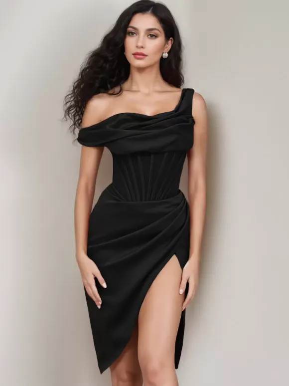 Robes De Soirée Corset Robe Moulante Semi-formelle À Une Épaule Robe Vert Sauge