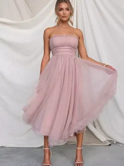 Robes De Soirée Robe Semi-formelle Plissée Sans Bretelles
