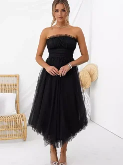 Robes De Soirée Robe Semi-formelle Plissée Sans Bretelles