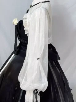 Robes Gothiques Lolita N艙uds Volants Noir Blanche Vintage