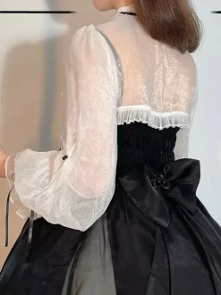 Robes Gothiques Lolita N艙uds Volants Noir Blanche Vintage