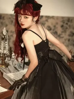 Robes Gothiques Lolita N艙uds Volants Noir Blanche Vintage