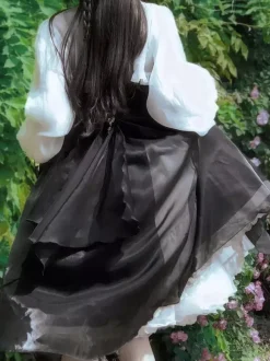 Robes Gothiques Lolita N艙uds Volants Noir Blanche Vintage