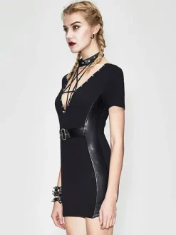 Robes gothiques Lolita Punk avec 艙illets  robe noire