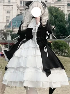 Robes Gothiques Lolita Volants Costume de Bonne Manches Longues Gothique