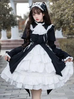 Robes Gothiques Lolita Volants Costume de Bonne Manches Longues Gothique