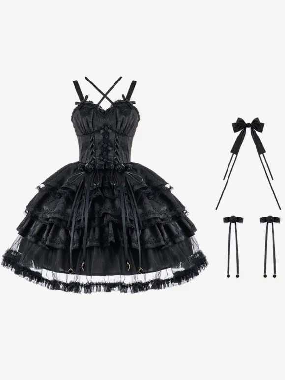 Robes Lolita Gothiques N艙uds Volants Bordeaux