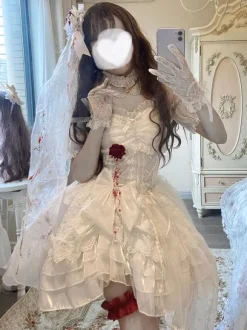 Robes Lolita Gothiques Rose Style Robe de Mariée Lolita JSK
