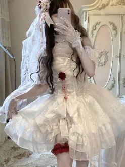 Robes Lolita Gothiques Rose Style Robe de Mariée Lolita JSK