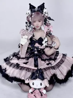 Robes Lolita Mignonne à volants robe chantante de princesse à bretelles