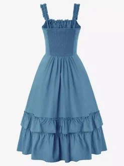 Robes corset gothiques pour femmes robe Renaissance victorienne robe médiévale à volants robes à bretelles sans manches robe à la taille