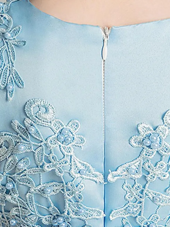 Robes cortège enfant col rond brodé en dentelles longueur de cheville Robe fille de fleur