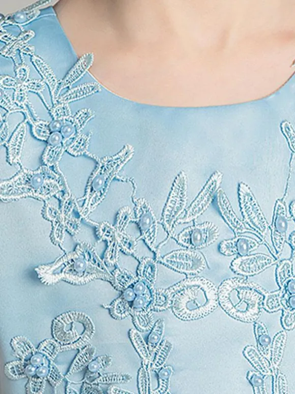 Robes cortège enfant col rond brodé en dentelles longueur de cheville Robe fille de fleur