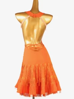 Robes De Danse Latine Orange Femmes Robe Frange Danseuse Latine Costume De Danse