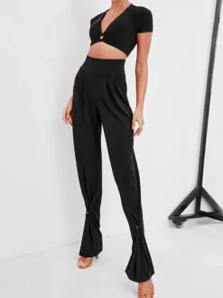 Robes de danse latine pantalons en Polyester Sexy pour fille noire Costume de danse