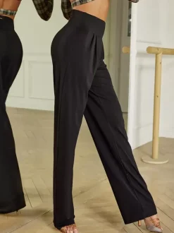 Robes de danse latine pantalons en Polyester Sexy pour fille noire Costume de danse
