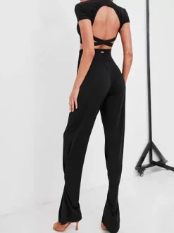 Robes de danse latine pantalons en Polyester Sexy pour fille noire Costume de danse