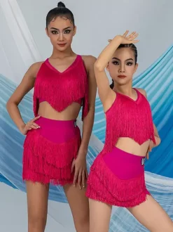 Robes de danse latine robe blanche pour femmes Sexy haut en Polyester jupe vêtements de danse