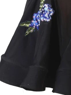 Robes de danse latine Robe en polyester pour femmes noires Imprimé floral Strass sexy Danseuse latine Vêtements de danse