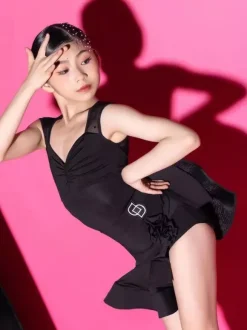 Robes de danse latine roses pour filles décolleté c艙ur tenue sexy pour danseuses latines