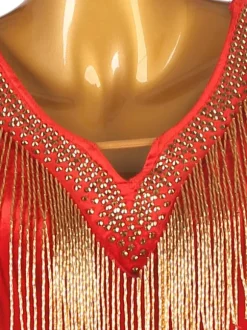 Robes de danse latine Ture Red Women's Set Lycra Spandex Dress Dancing Costume