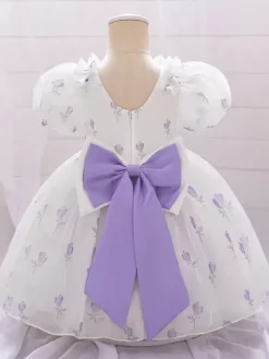 Robes de demoiselle d'honneur blanches en polyester bleu bébé manches courtes col carré robes de demoiselle d'honneur