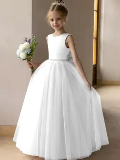 Robes de demoiselle d'honneur de mariage robes d'occasion spéciale rose Lotus n艙uds sans manches
