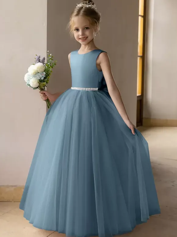 Robes de demoiselle d'honneur de mariage robes d'occasion spéciale rose Lotus n艙uds sans manches