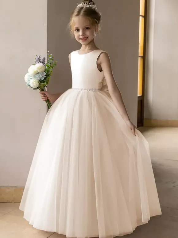 Robes de demoiselle d'honneur de mariage robes d'occasion spéciale rose Lotus n艙uds sans manches