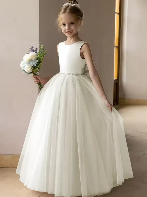 Robes de demoiselle d'honneur de mariage robes d'occasion spéciale rose Lotus n艙uds sans manches