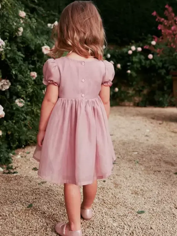 Robes de demoiselle d'honneur de mariage Robes d'occasion spéciale Fleurs à manches courtes rose pâle