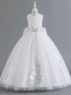 Robes de demoiselle d'honneur en tissu satiné vert sans manches col bijou robes de demoiselle d'honneur