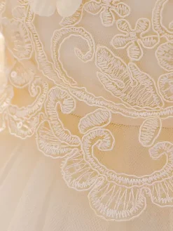 Robes de demoiselle d'honneur blanches robes d'occasion spéciale dentelle Champagne sans manches col bijou robes de demoiselle d'honneur