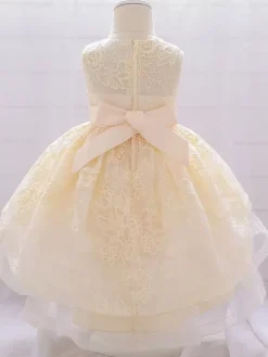 Robes de demoiselle d'honneur blanches robes d'occasion spéciale dentelle rose sans manches col bijou robes de demoiselle d'honneur